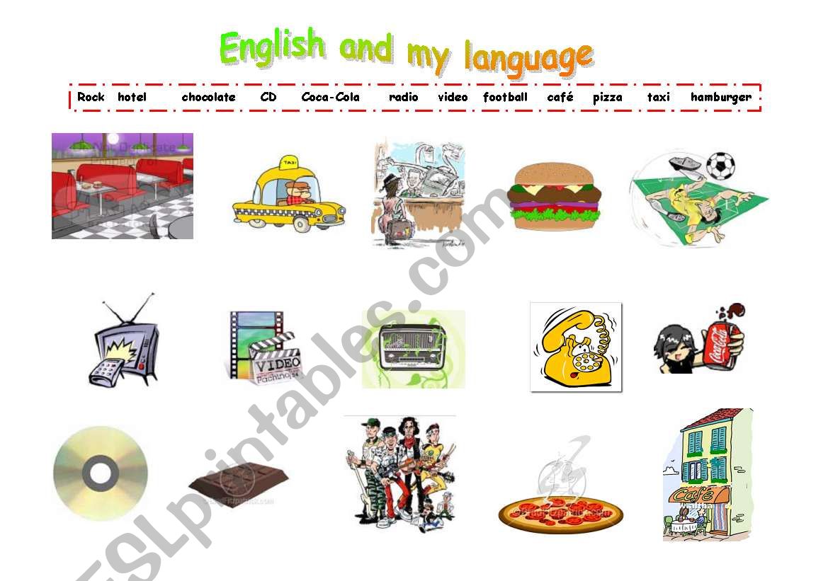 English and your language worksheet