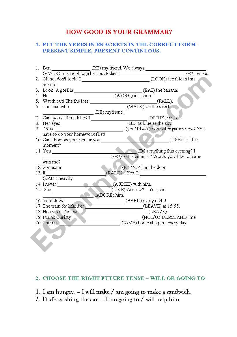 MIXED TENSES worksheet