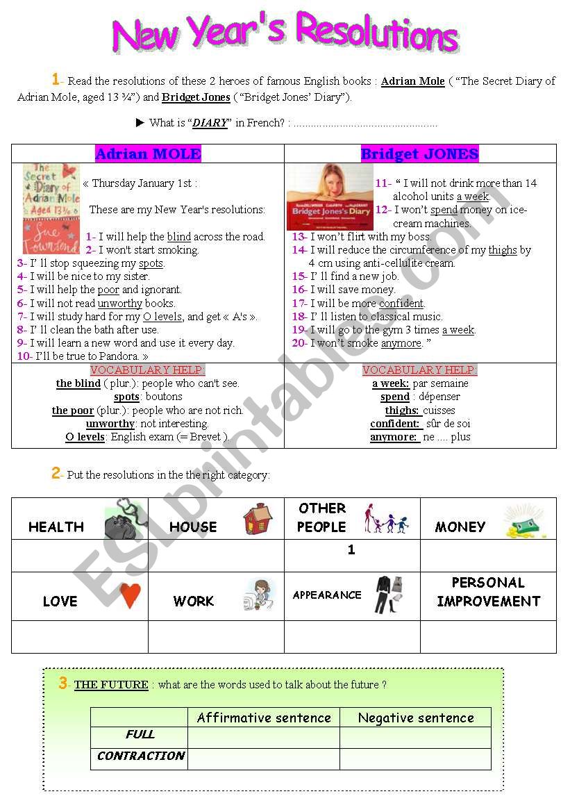 New YearÂ´s resolutions - Bridget Jones and Adrian Mole