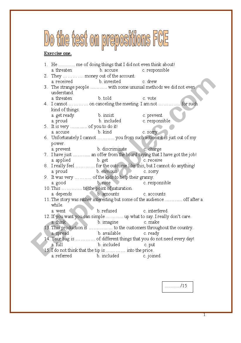 Prepositions after verbs and adjectives