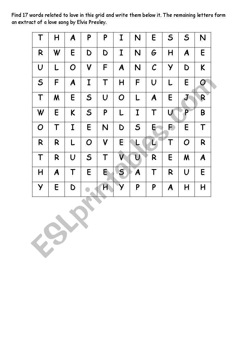 word searcg worksheet