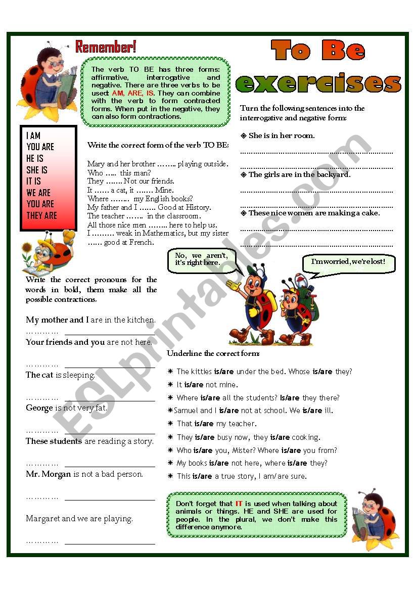 TO BE  exercises worksheet