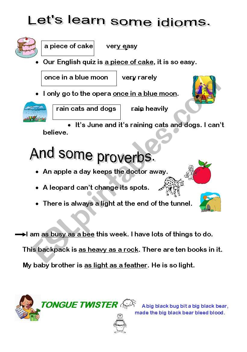 idioms and proverbs worksheet