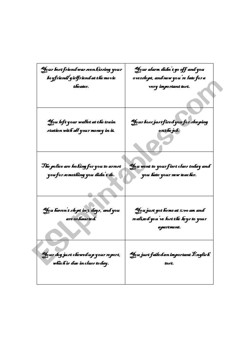 should - advice worksheet