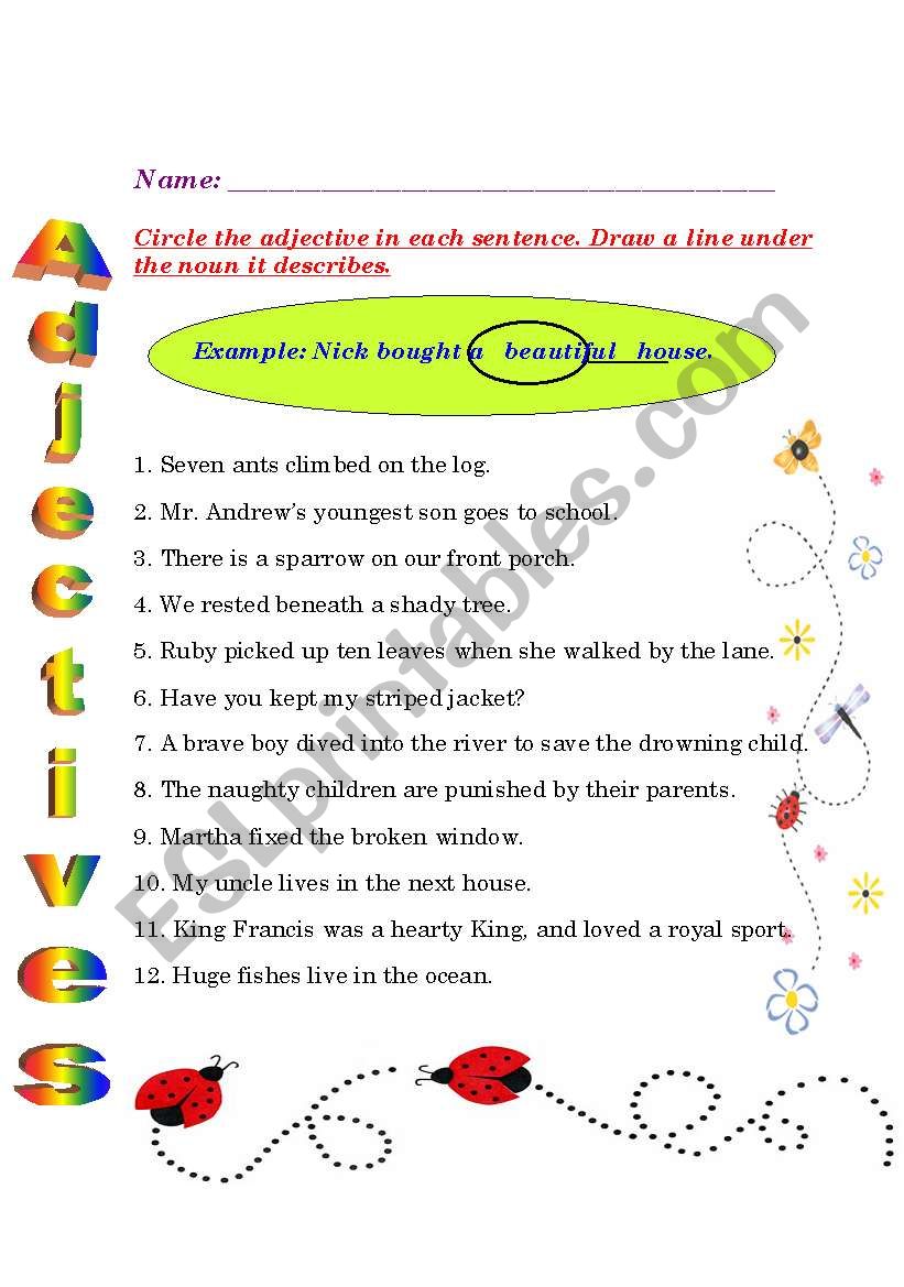 adjectives worksheet