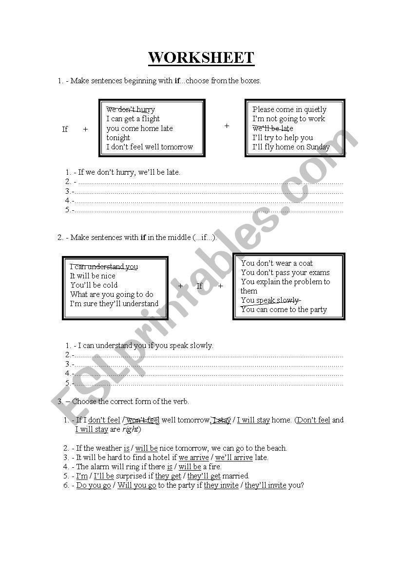 conditionals worksheet