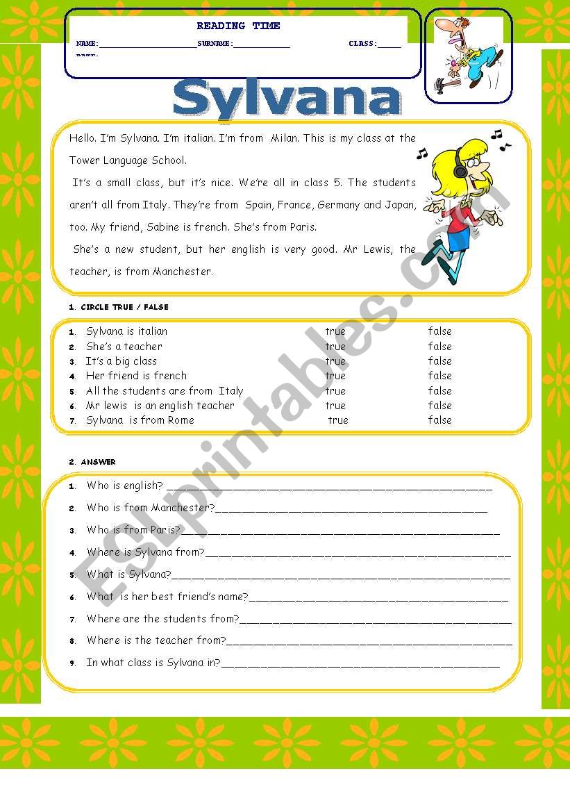 reading time worksheet