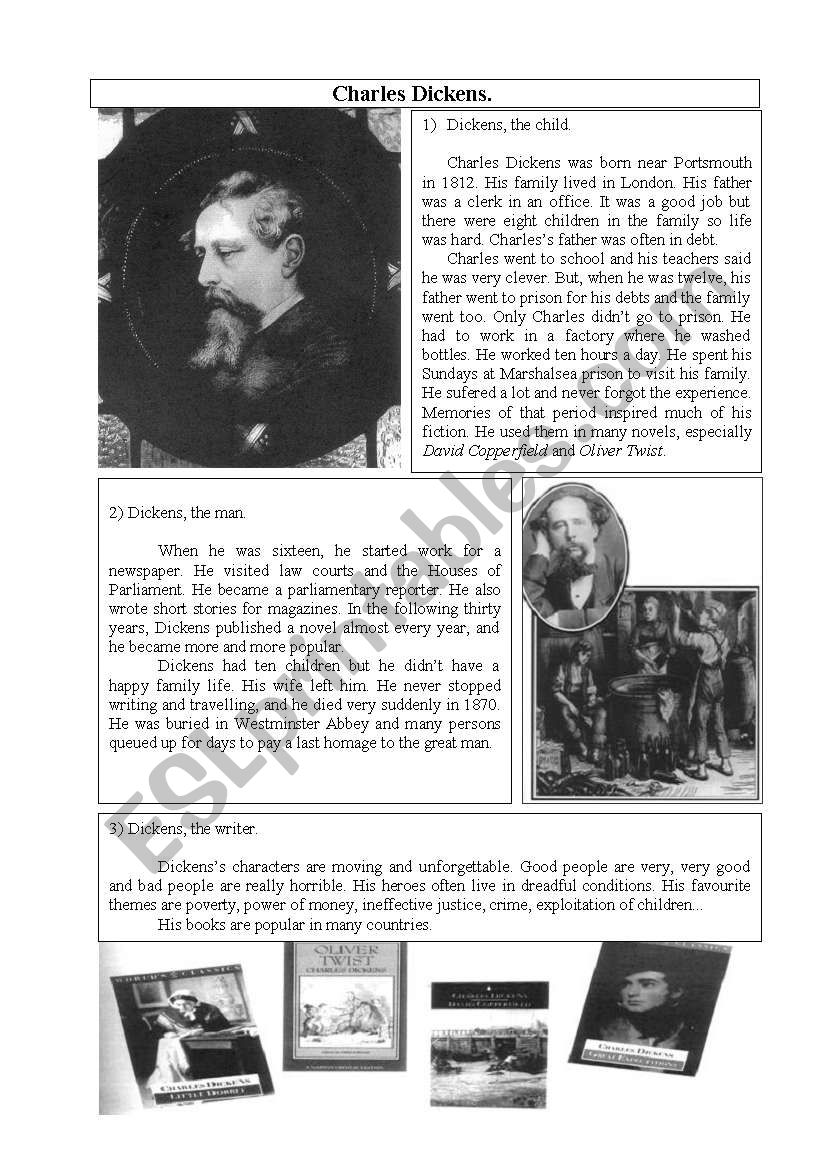 Charles DickensÂ´s biography worksheet