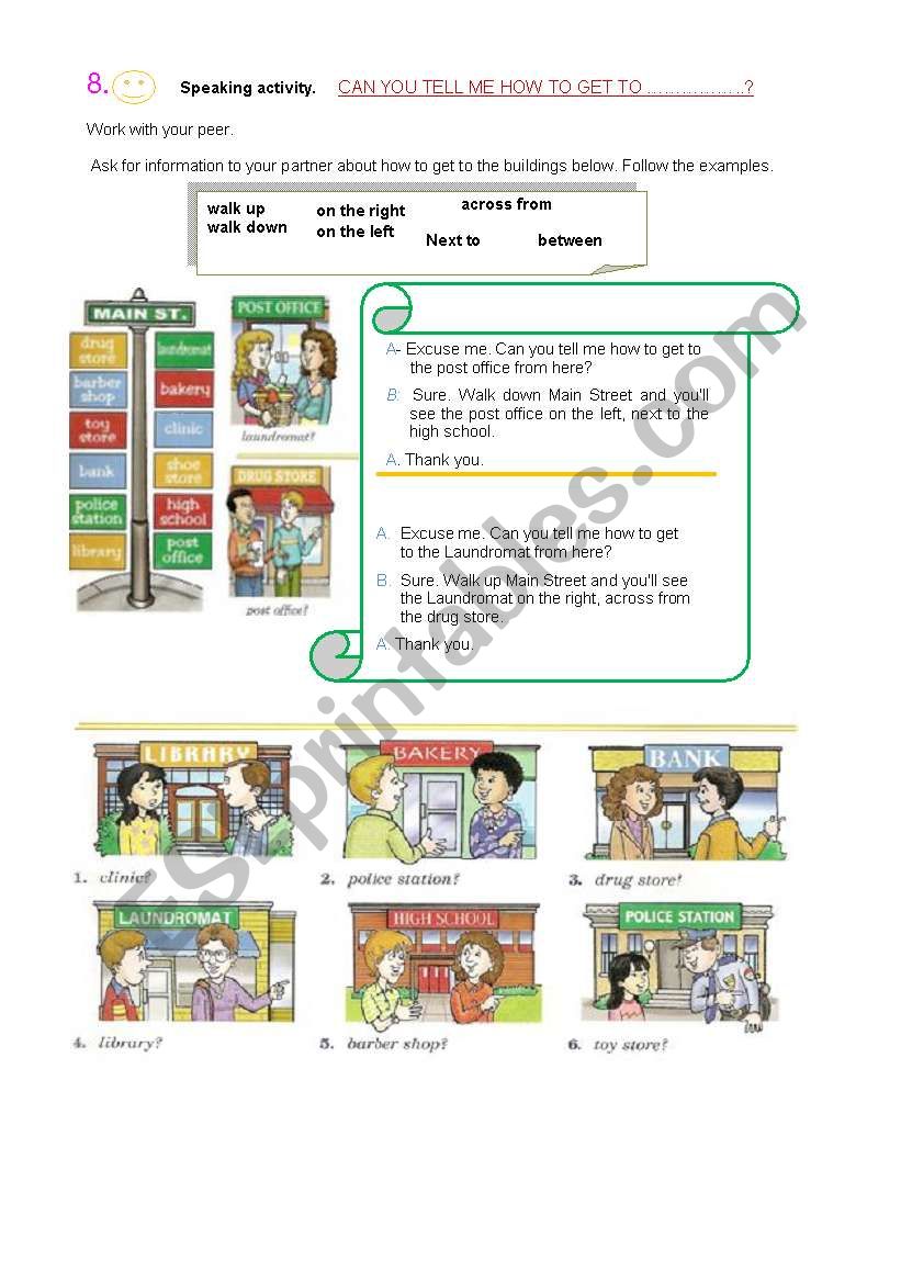 asking for directions worksheet