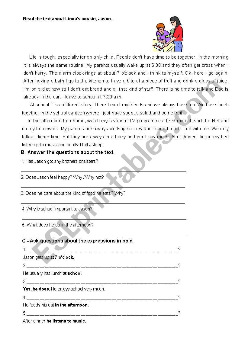 daily routine worksheet