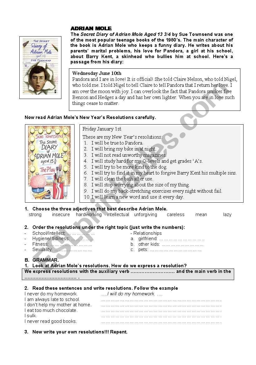 Adrian MoleÂ´s New YearÂ´s Resolutions