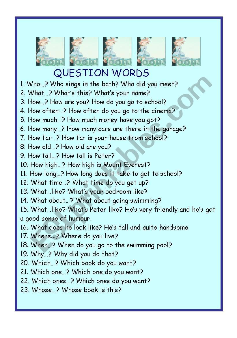 Questions  worksheet