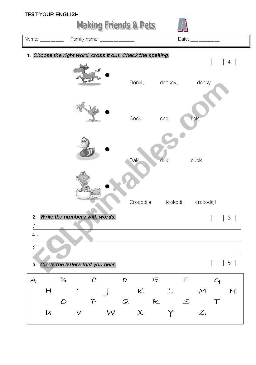 Test  worksheet