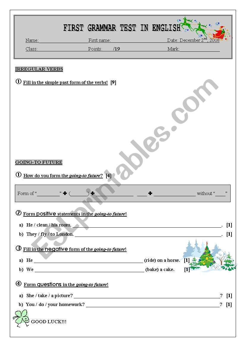 Going to future worksheet