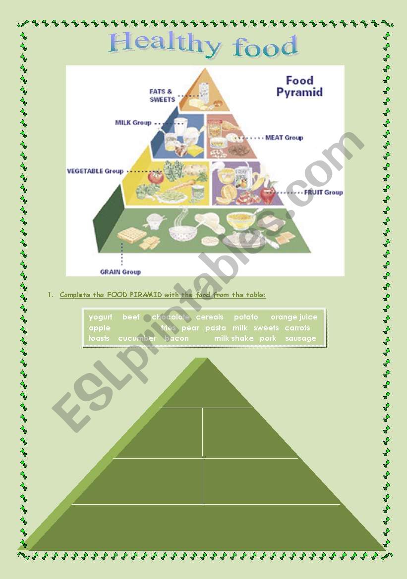 Food Piramid  worksheet