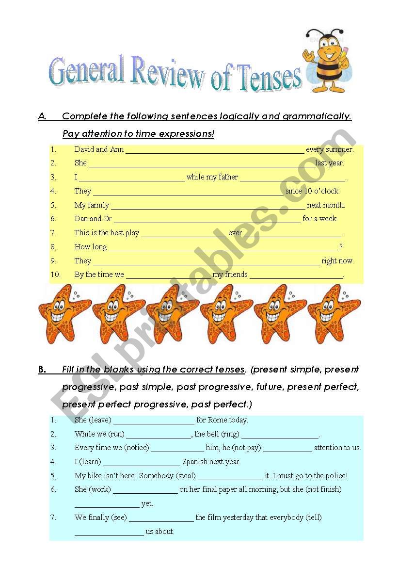 General Review of Tenses worksheet