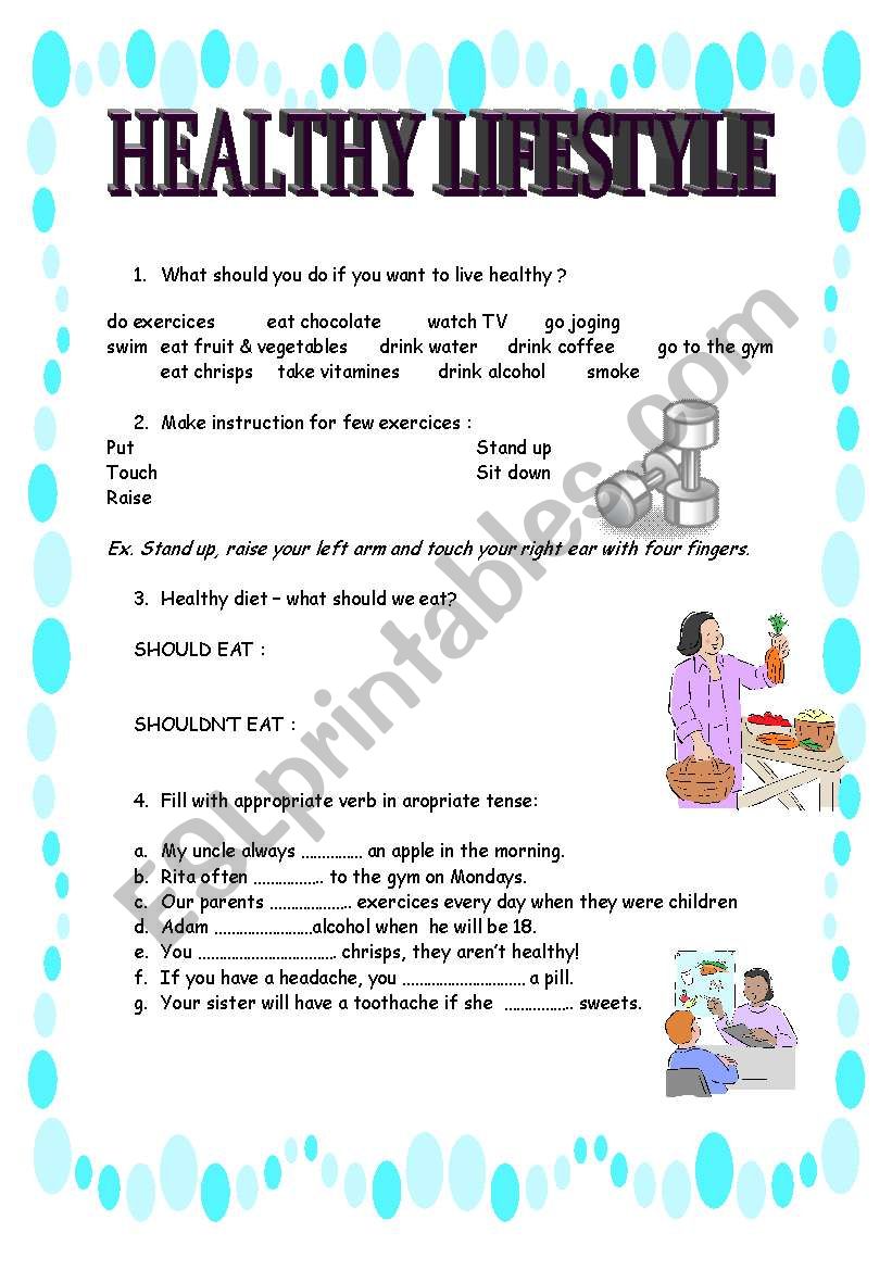 healthy lifestyle worksheet