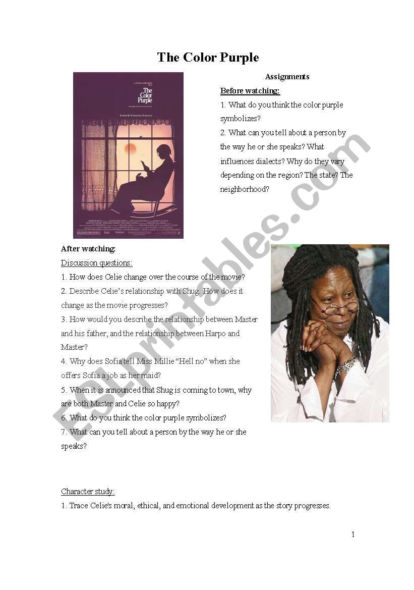 The Color Purple worksheet