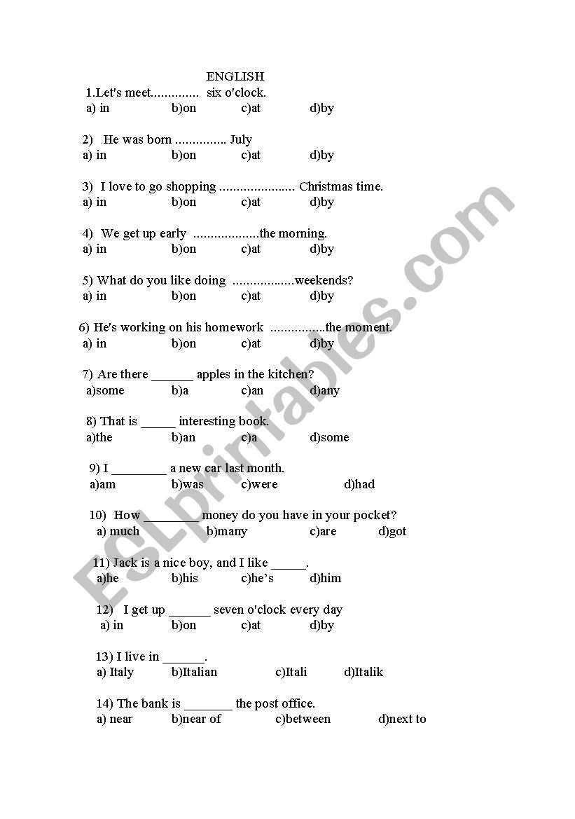 prmary 5  worksheet