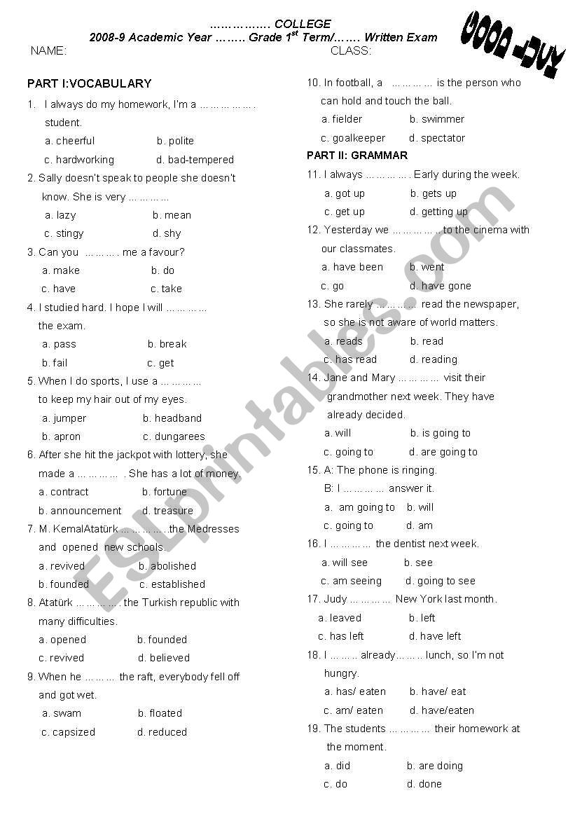 LETS REVISE :) worksheet