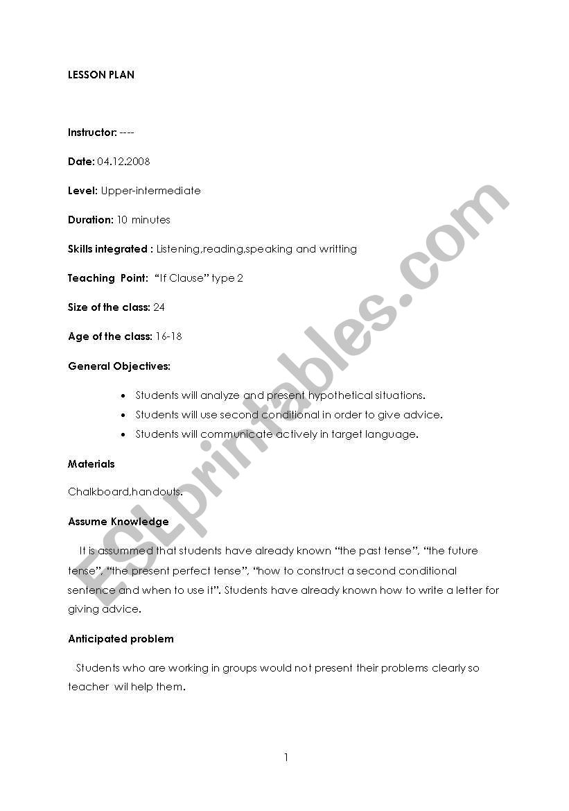 conditional sentences type 2 worksheet