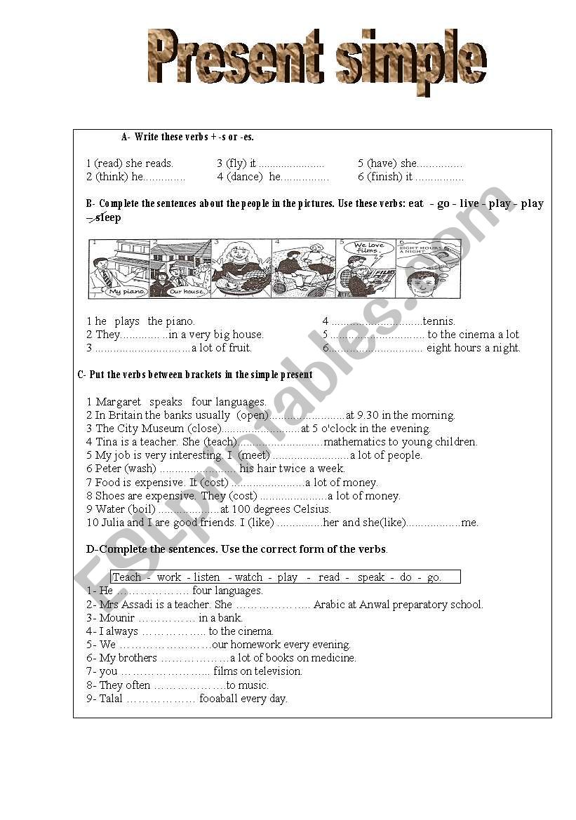 present simple worksheet