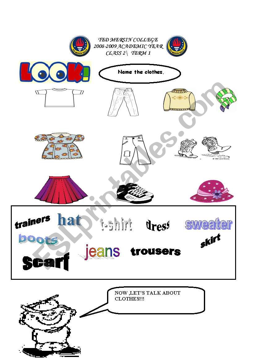 clothes worksheet