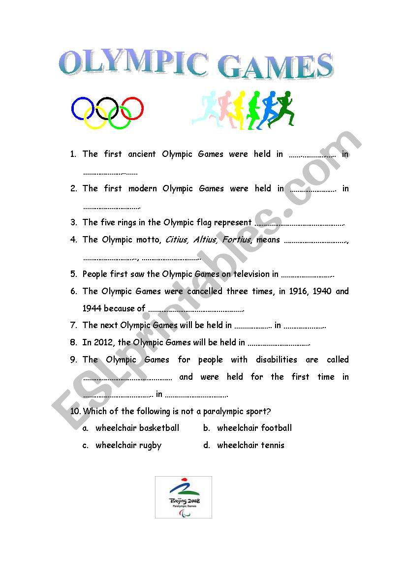 English worksheets The Olympic games