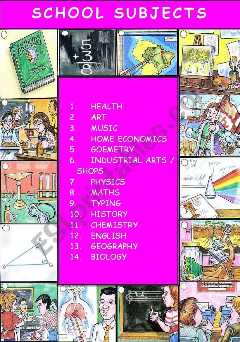 SCHOOL SUBJECTS worksheet