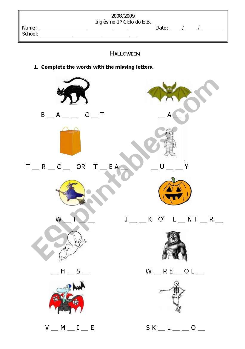 Halloween worksheet