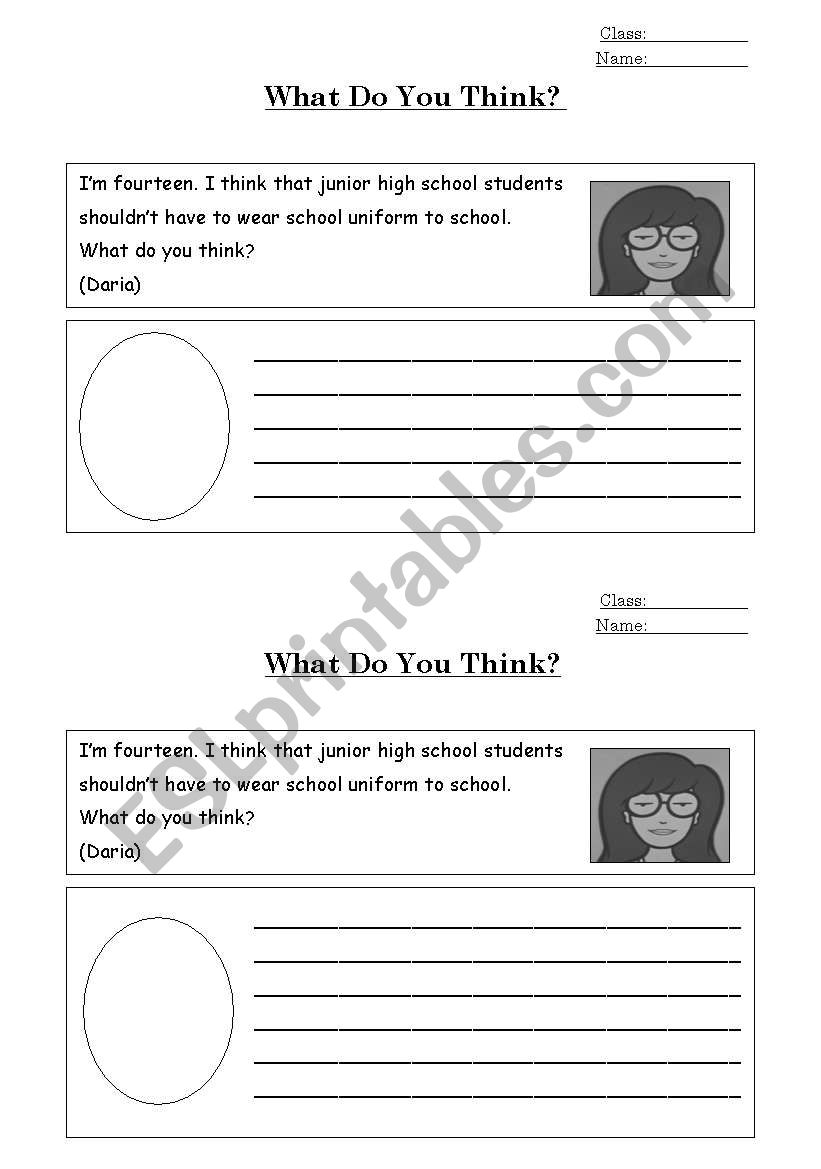 What Do You Think? worksheet