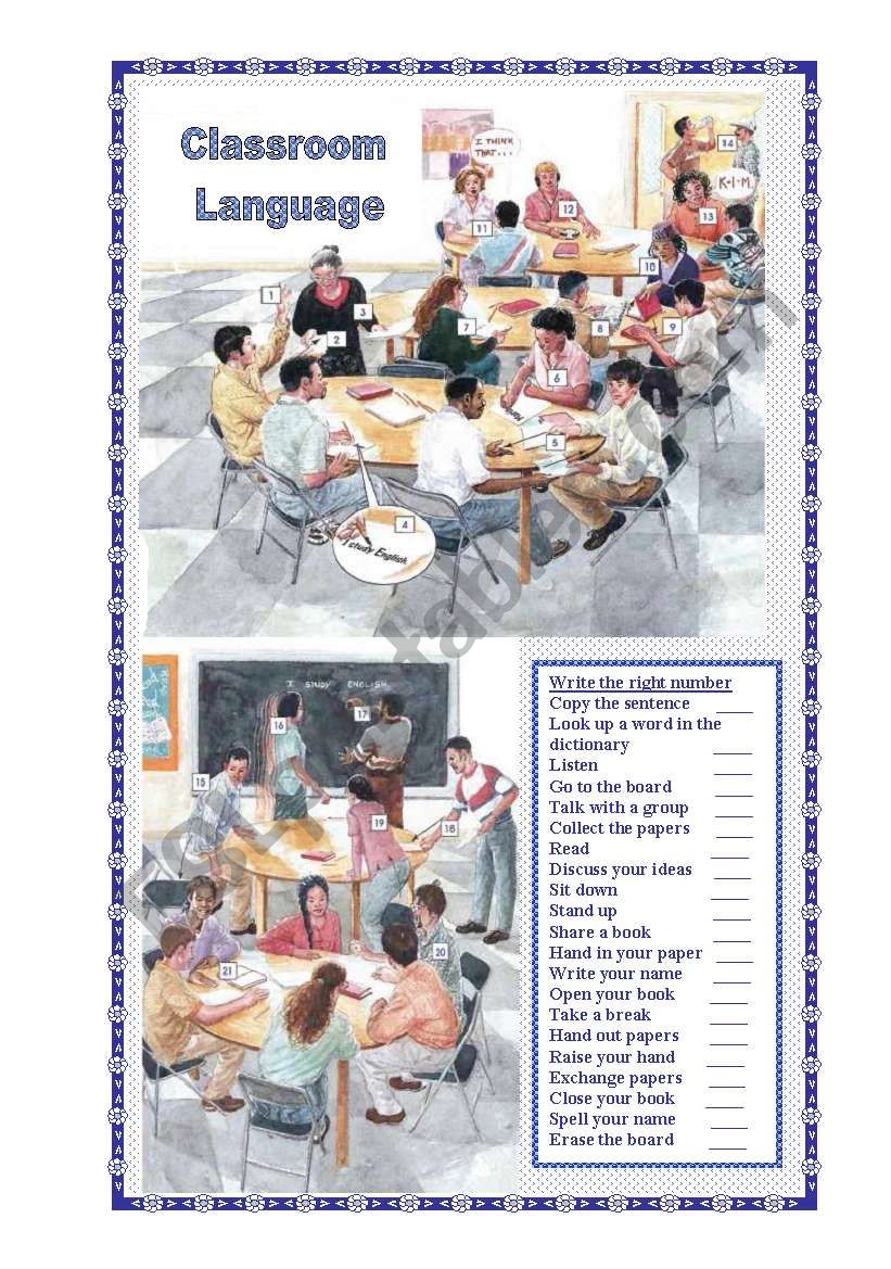 classroom Language worksheet