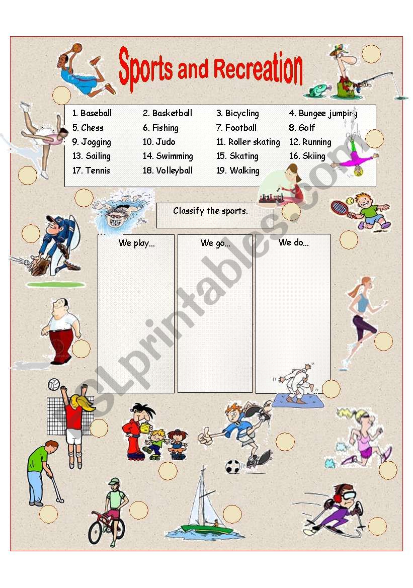 Sports and Recreation worksheet