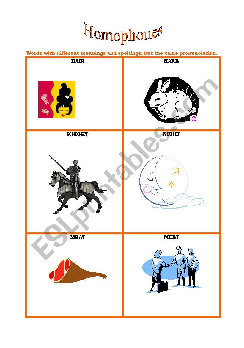 HOMOPHONES 3/5 worksheet