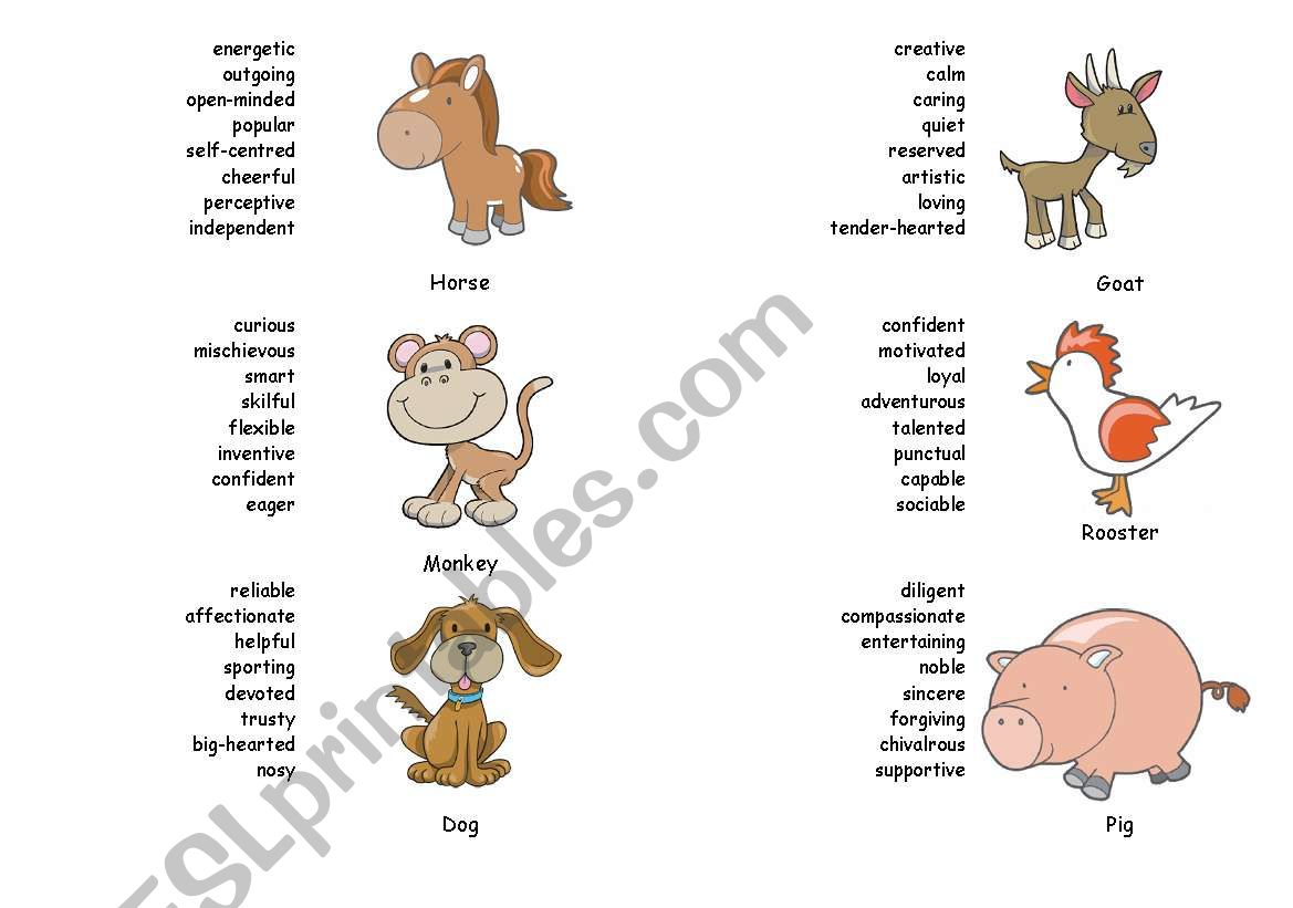 Chinese Zodiac Signs - Part 3 worksheet