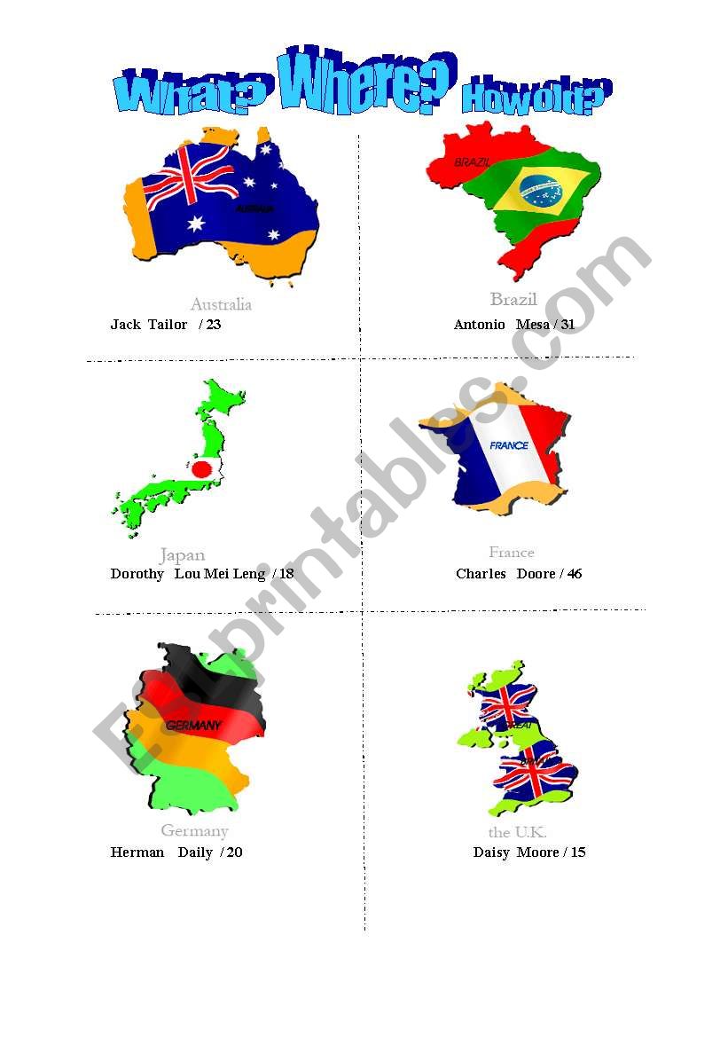 Countiries and Nationalities worksheet