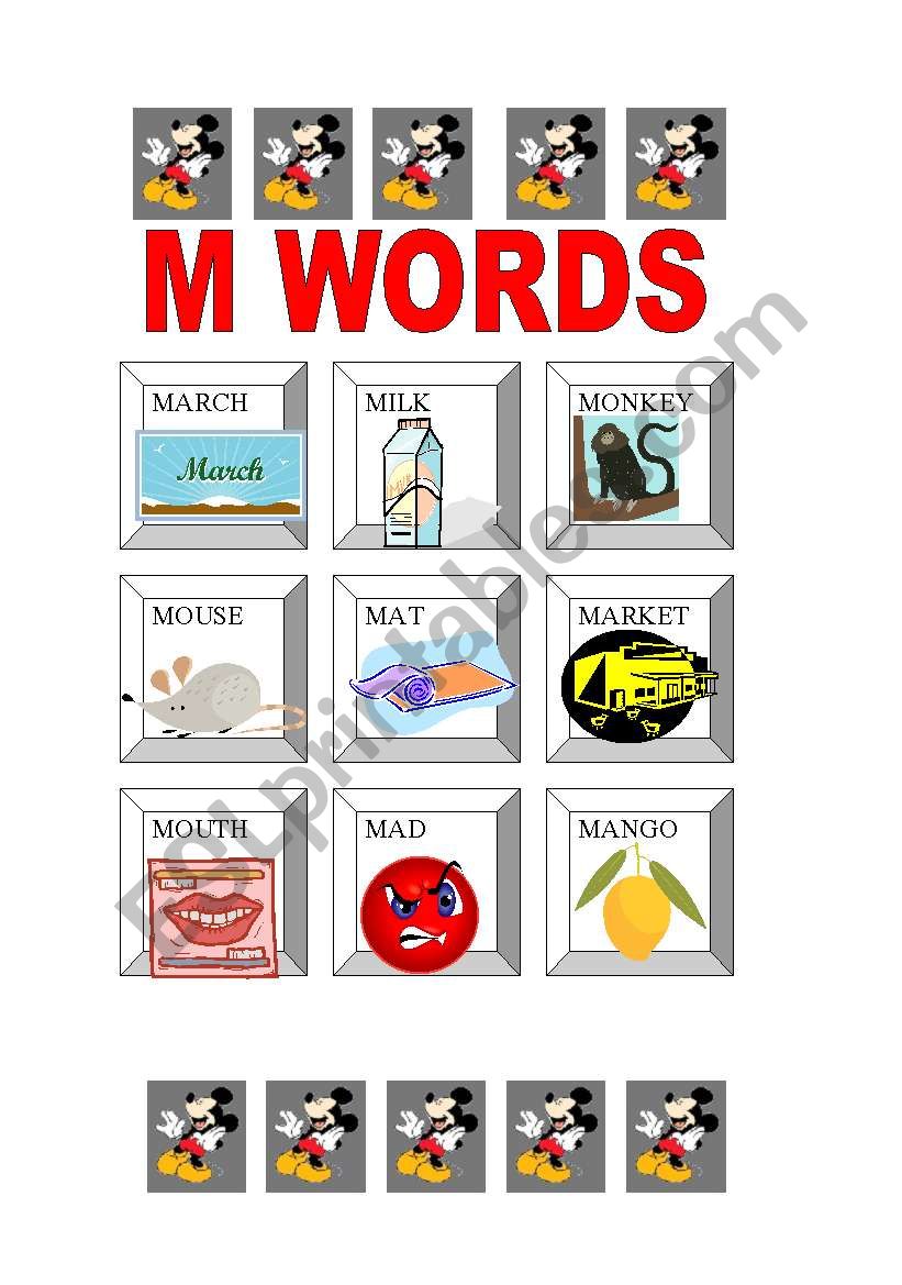 ALPHABET: M WORDS worksheet