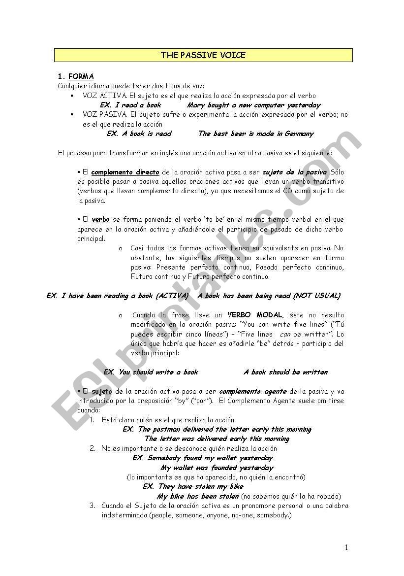 PASSIVE VOICE worksheet