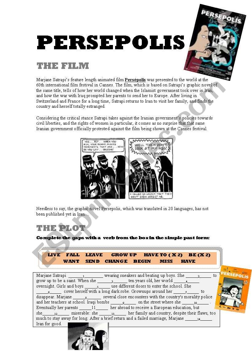 PERSEPOLIS (FILM) :READING AND SIMPLE PAST GAP FILL