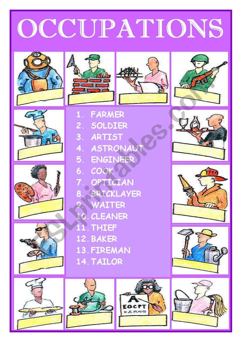 OCCUPATIONS ( PART 1 ) worksheet