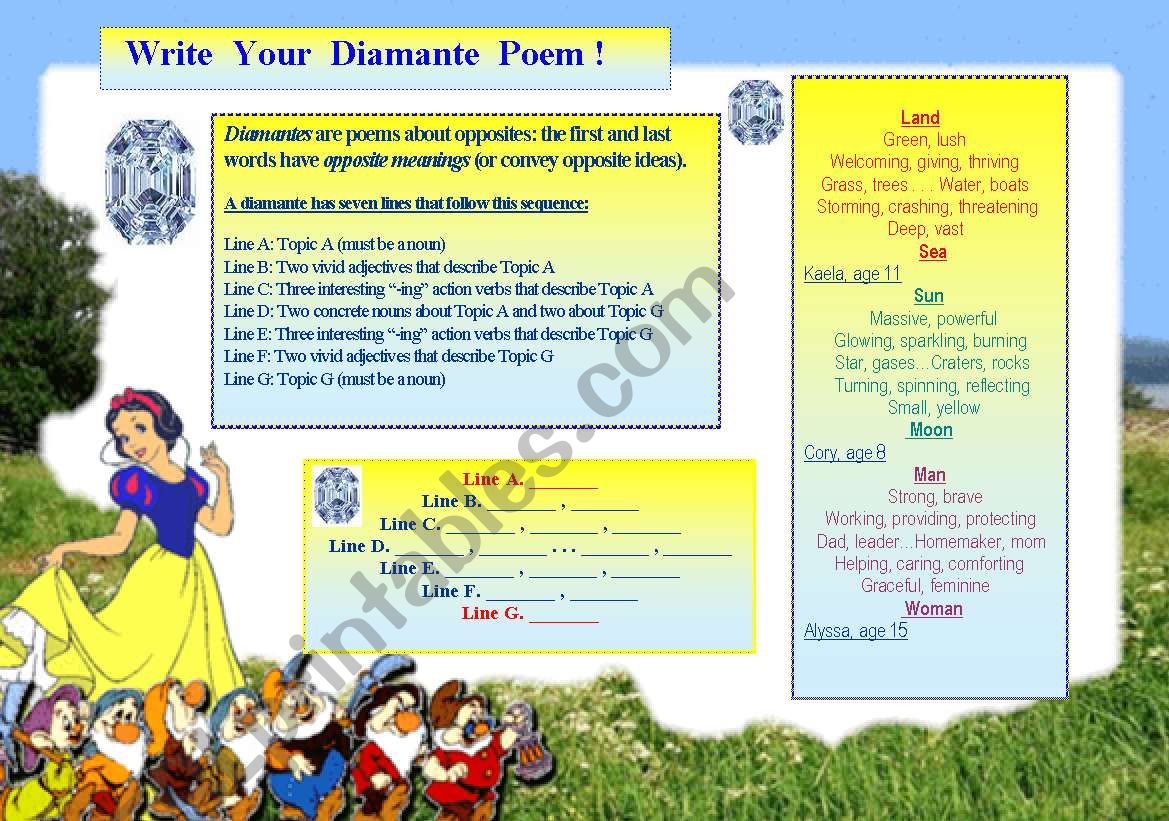 Opposites, nouns, verbs, adjectives... Boring?! Nothing of the kind! Teach your ss to write Diamante Poems!