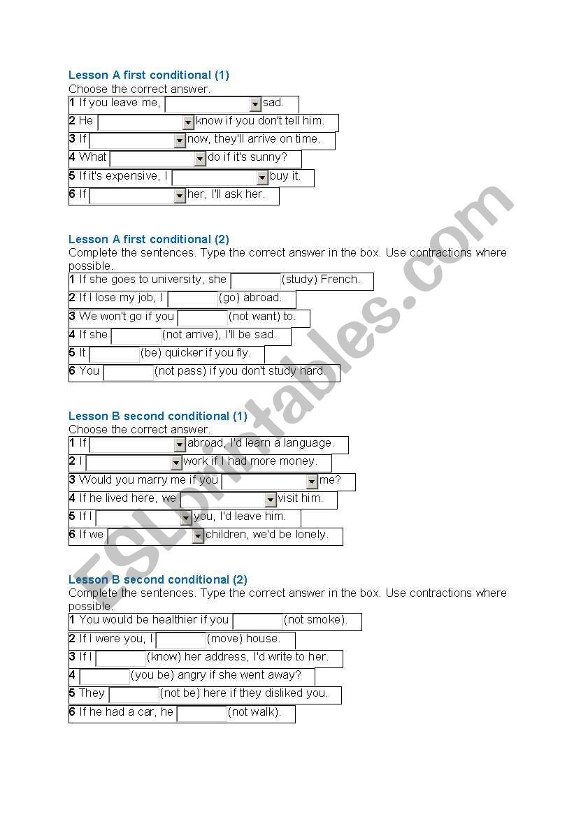 conditionals worksheet