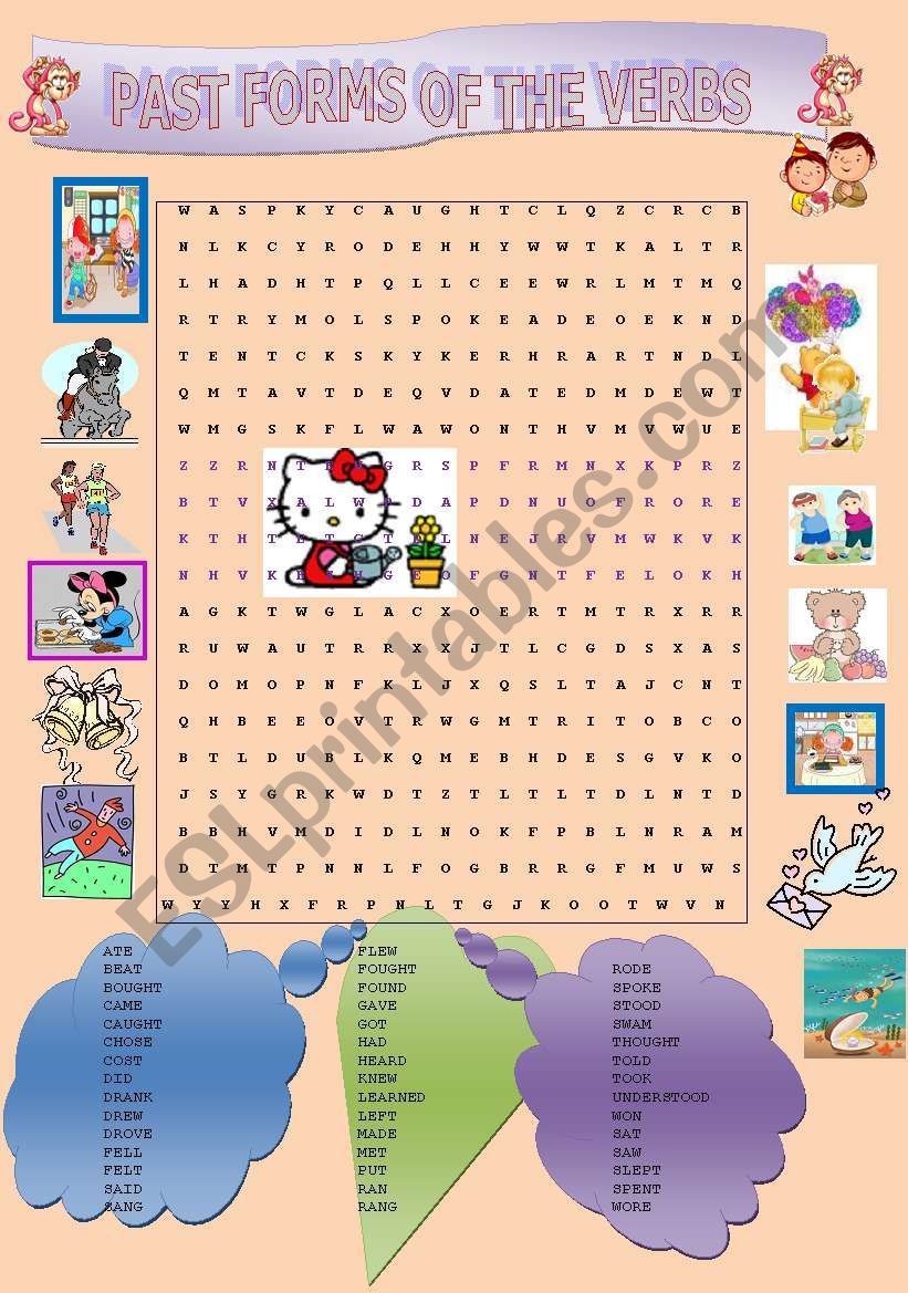 PAST FORMS OF THE VERBS worksheet