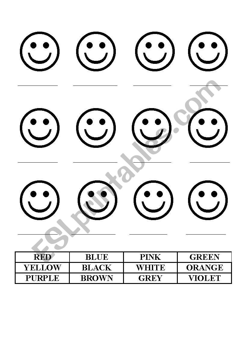 COLOURS worksheet