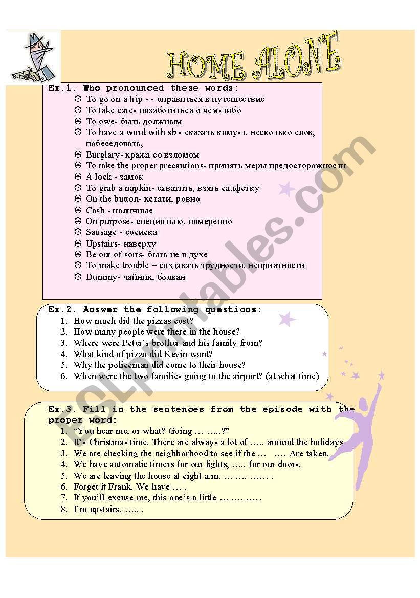 Home Alone Movie, episode 2 worksheet