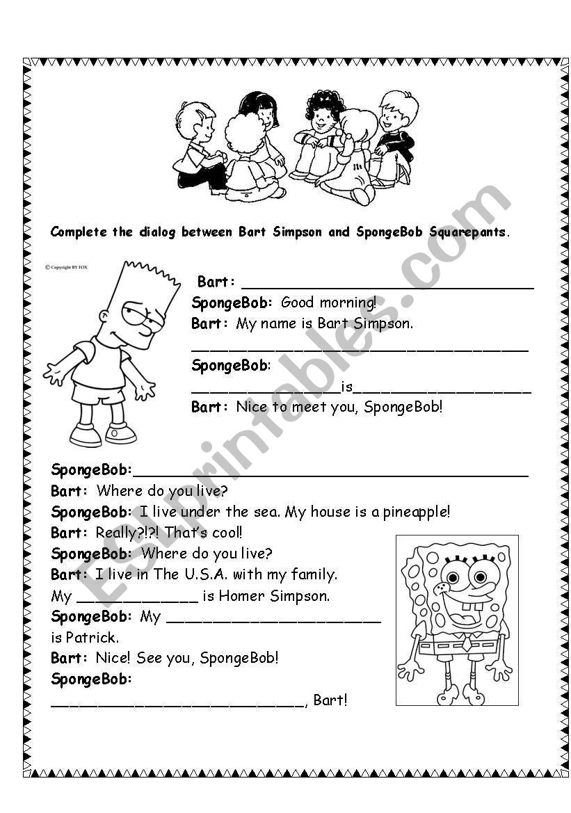 Bart Simpson and SpongeBob dialog