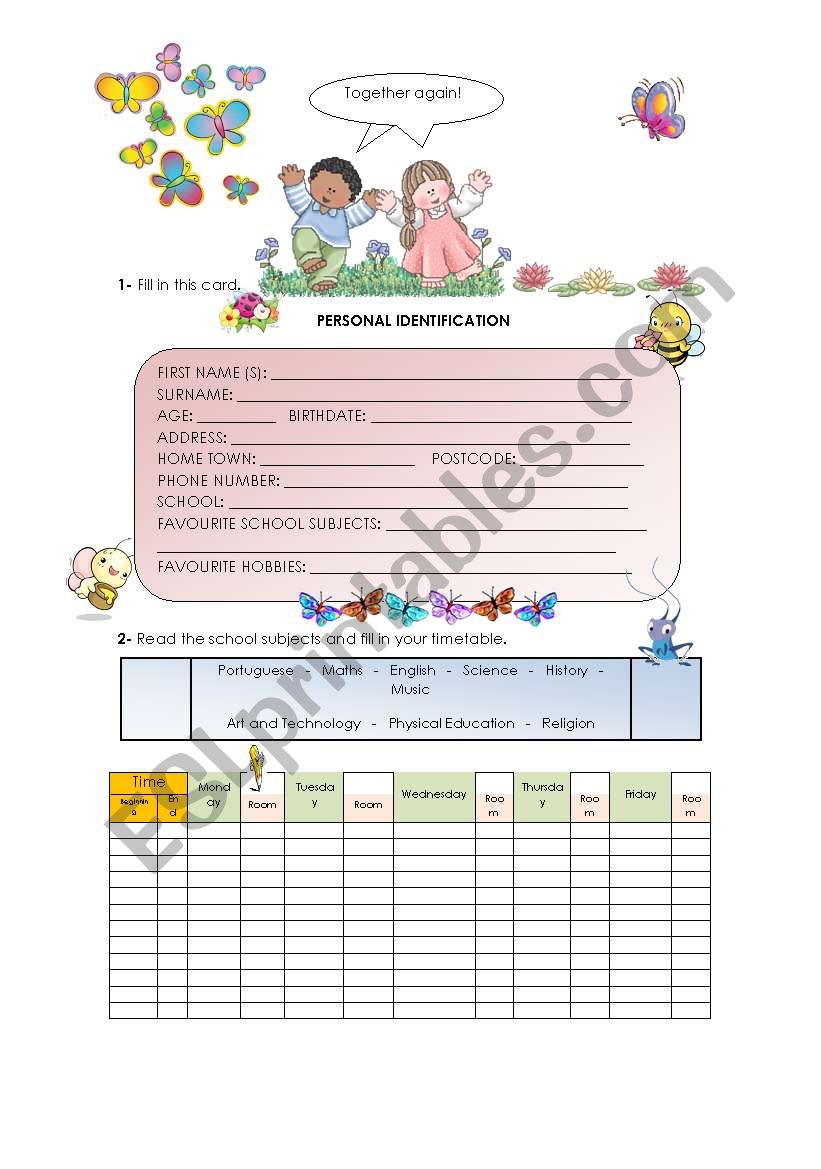 Personal information & timetable