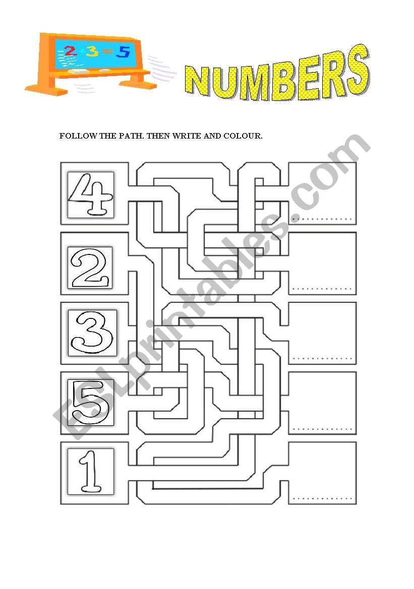 NUMBERS 1 TO 5 worksheet