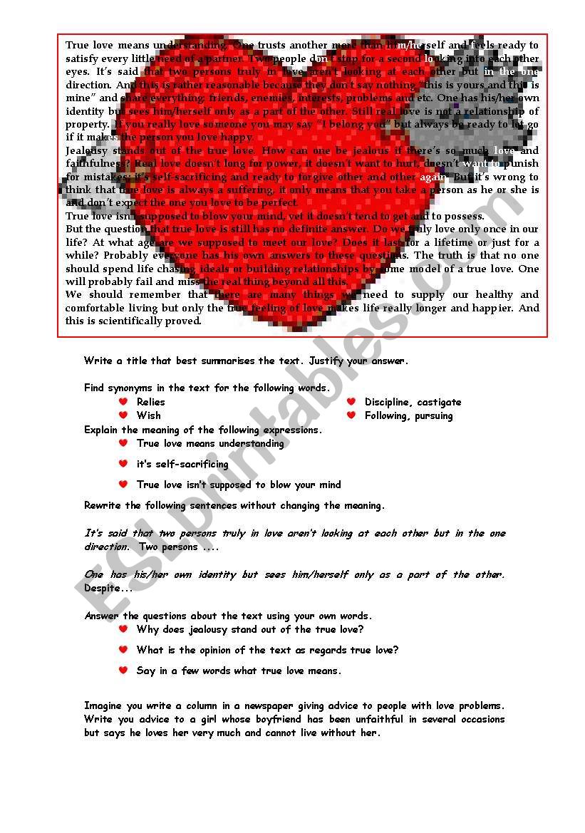 LOVE LESSON worksheet