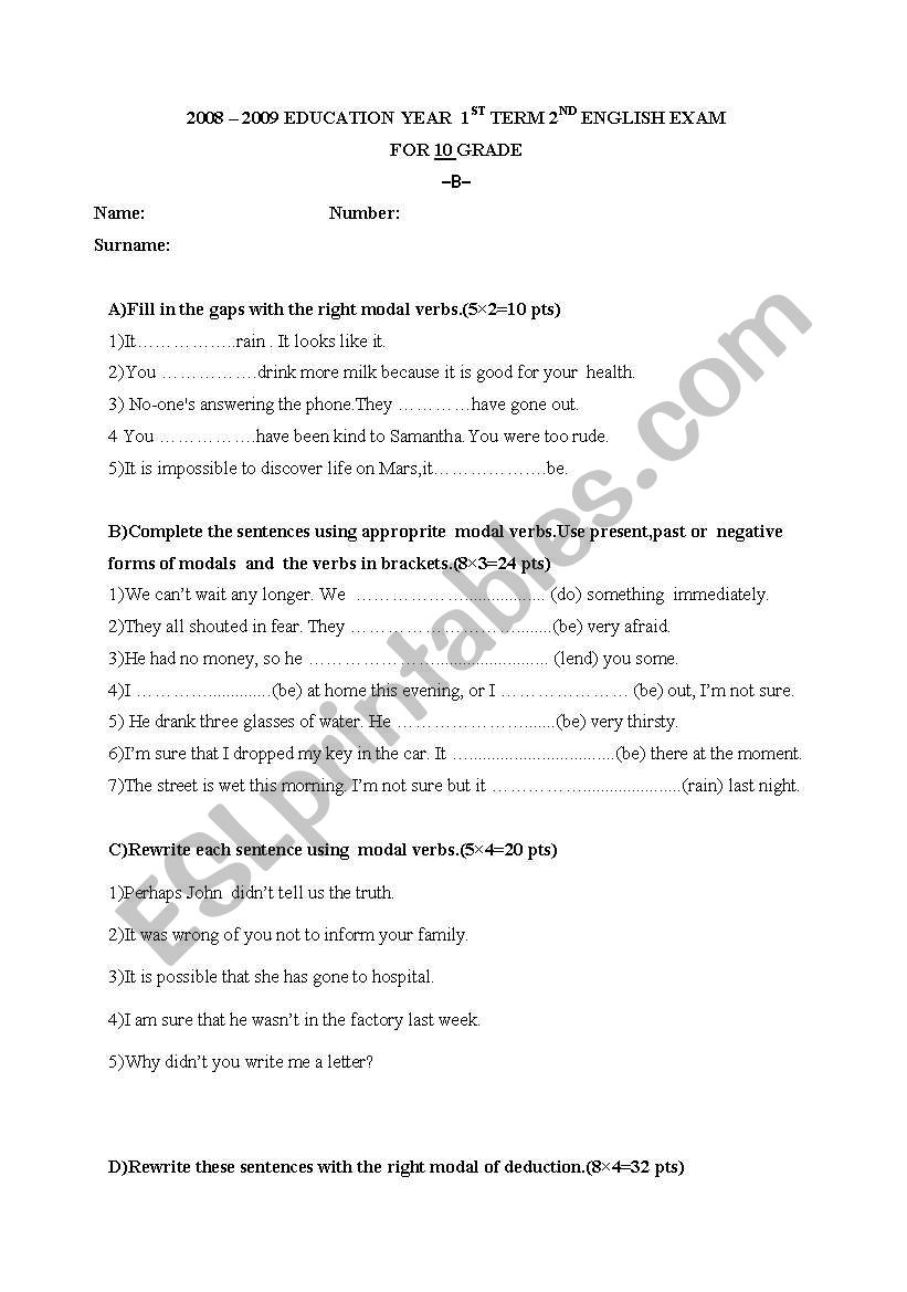 modal verbs worksheet